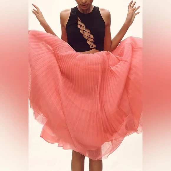 Anthropologie Hutch Pleated Tulle Midi Skirt - Picture 2 of 15
